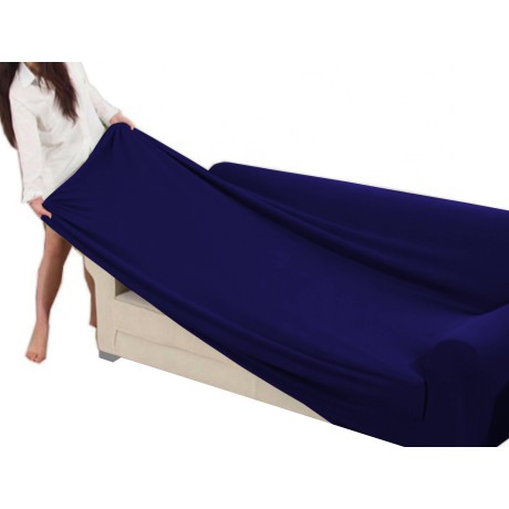 couverture bleue de sofa d’étirement
