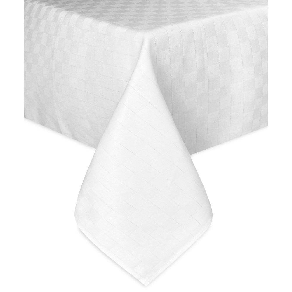 Nappe avec des serviettes dans un linge de table en tissu pur coton blanc  tailles différentes Mesure Cm. 140x140 + 4 serviettes