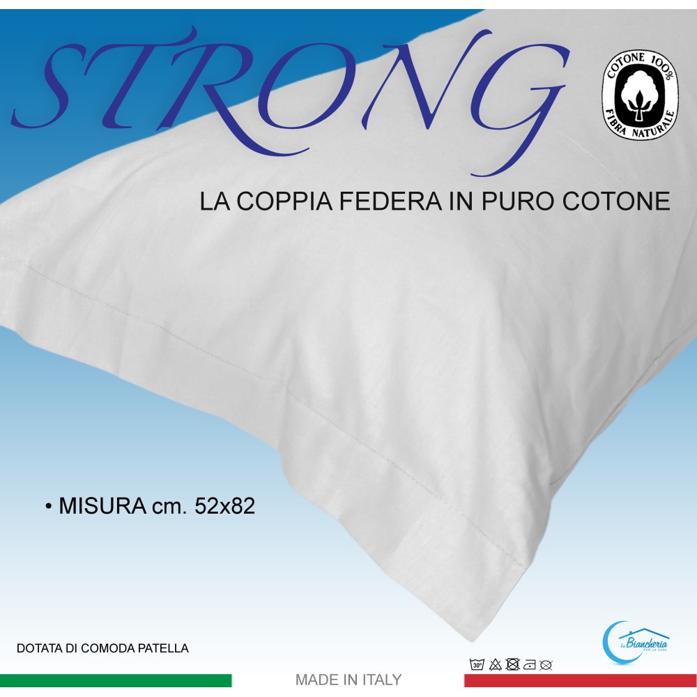COPPIA federa per GUANCIALE STRONG tinta unita PANNA cm. 52X82