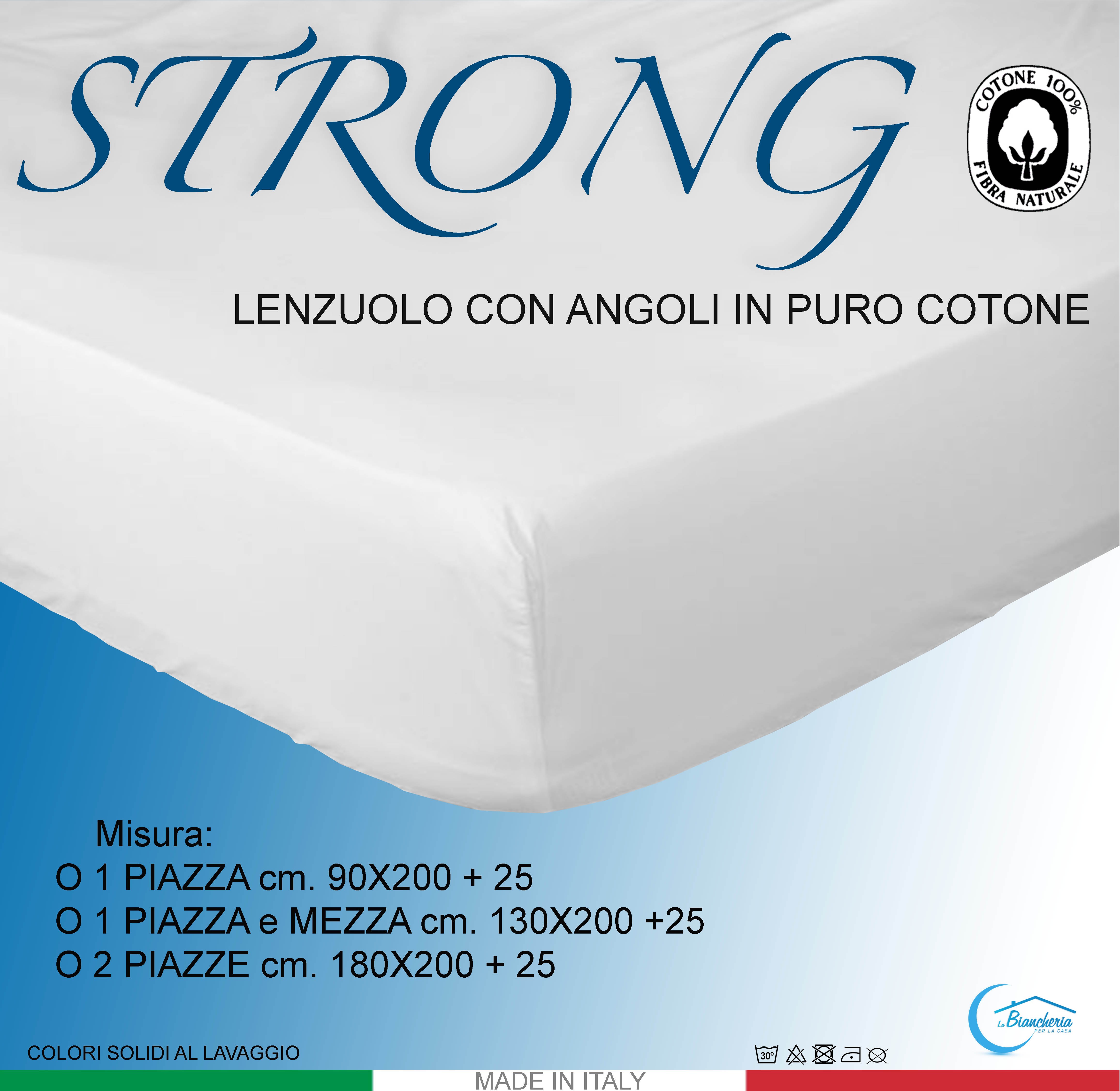 LENZUOLO con ANGOLI STRONG tinta unita VERDE PRATERIA made in Italy Misura  lenzuola Una Piazza