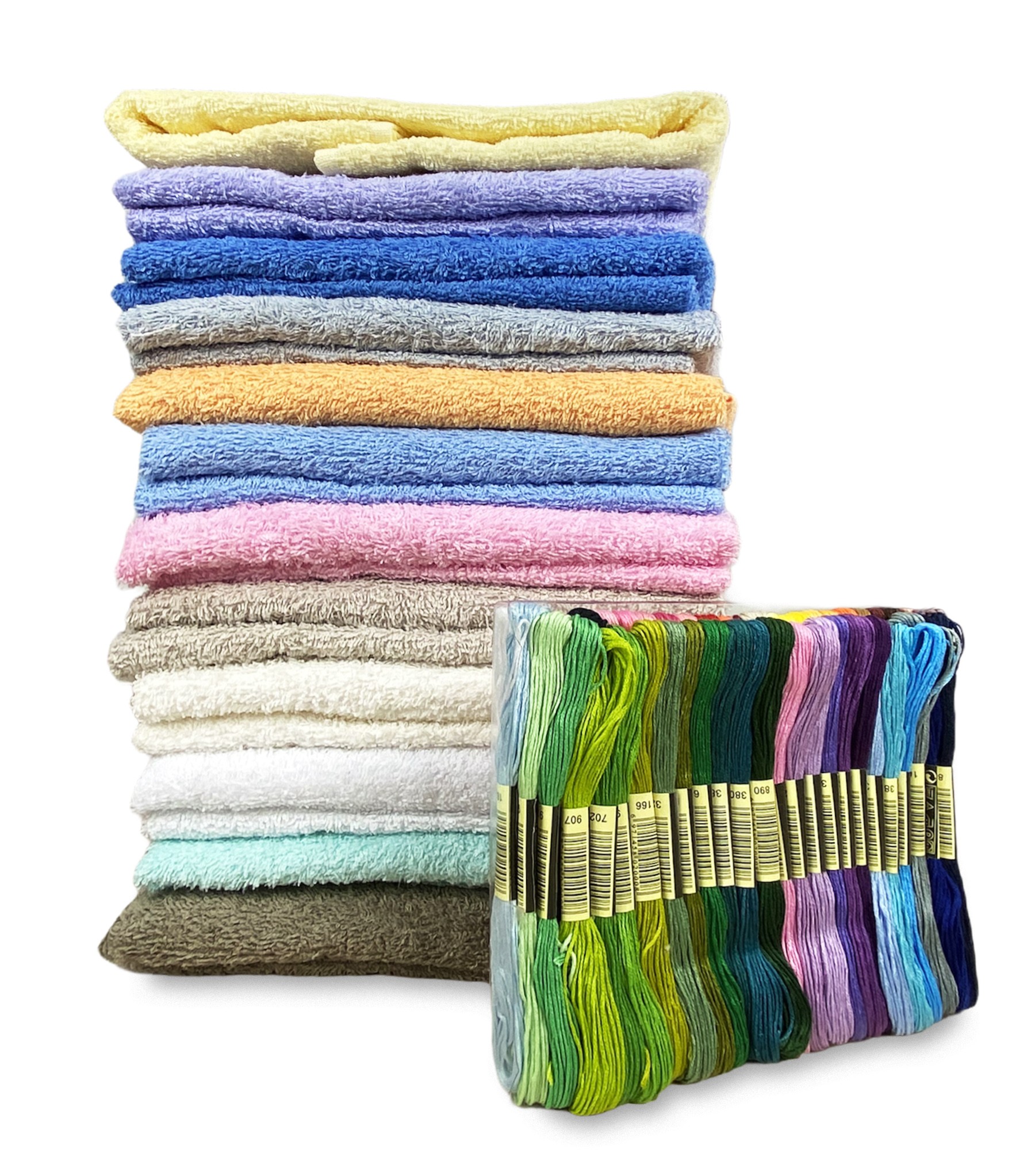 Set asciugamano + ospite in spugna di cotone e tela aida da ricamare Colore  Bianco