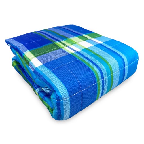couvre-lit écossais bleu