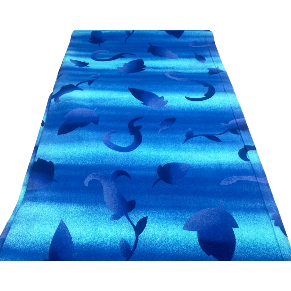 TELO ARREDO copritutto GRAN FOULARD copriletto COPRIDIVANO tessuto FOGLIA  BLU Misura 1 PIAZZA