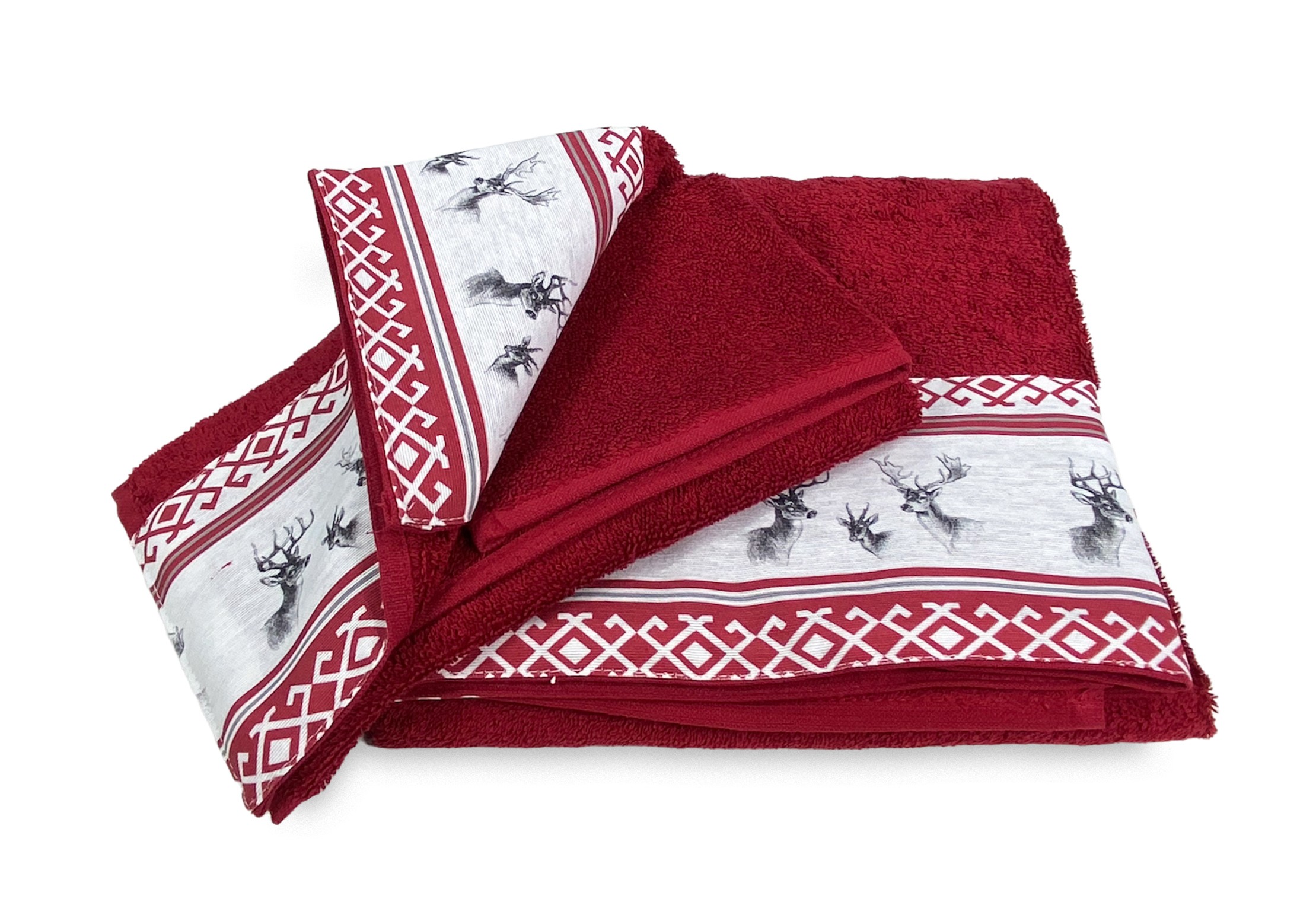 set di 2 asciugamani Casativo, 50 x 100 cm, 100% cotone di lusso, con  bordo, bordeaux - PEARL