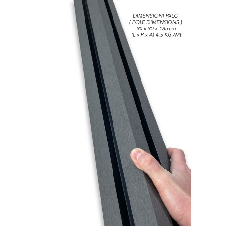 SET CORINTO FENCE Panel in WPC Grey Wood Effect Height cm. 185 Largeur du  panneau cm. 180 Installation sur béton Mesure 1 PANNEAU