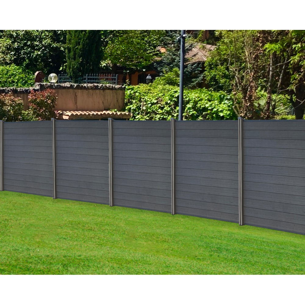 SET CORINTO FENCE Panel in WPC Grey Wood Effect Height cm. 185