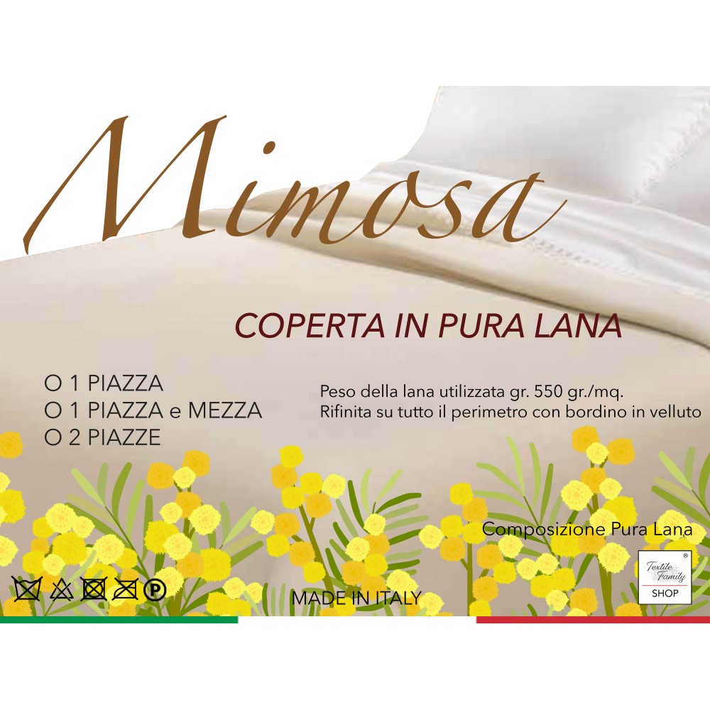 COUVERTURE D'hiver EN PURE LAINE MIMOSA-ANIROS Made in Italy