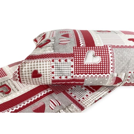 Tyrolean duvet cover with burgundy aprica hearts