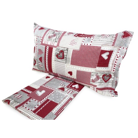 Housse de couette tyrolienne avec cœurs aprica bordeaux