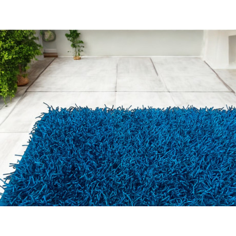 Tapis Shaggy bleu moderne -...