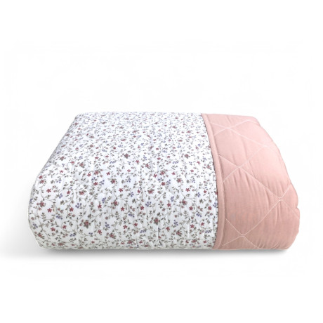 Pink Fiorellino Quilt - Gesteppte Tagesdecke für die Zwischensaison - Weiche Mikrofaser - Made in Italy