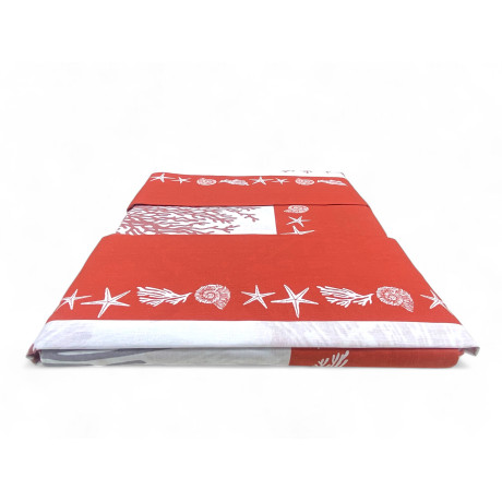 Ensemble de draps de lit double MAXI avec motif corail rouge - 100 % coton