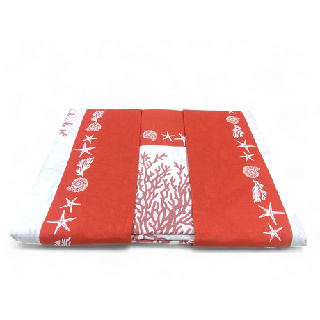 Completo lenzuola matrimoniale MAXI fantasia coralli rosso - 100% cotone