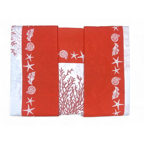 Unteres Laken mit elastischen Ecken - rotes Korallenmuster