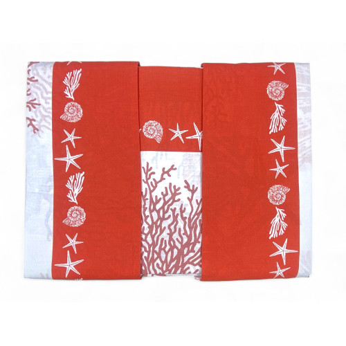 Bottom sheet with elasticated corners - red coral pattern