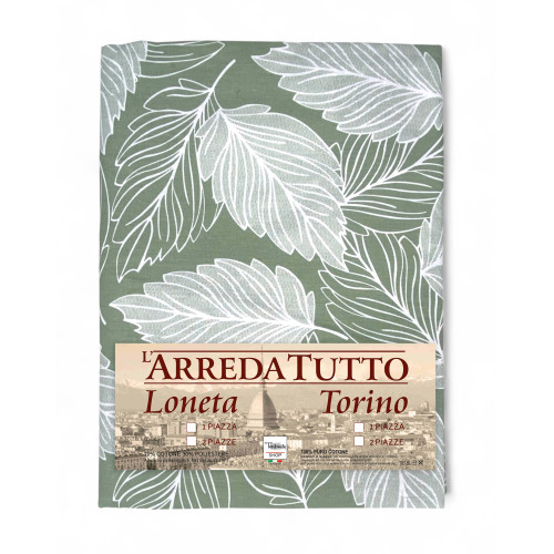 1 cubrehojas verde cuadrado de algodón Made in Italy