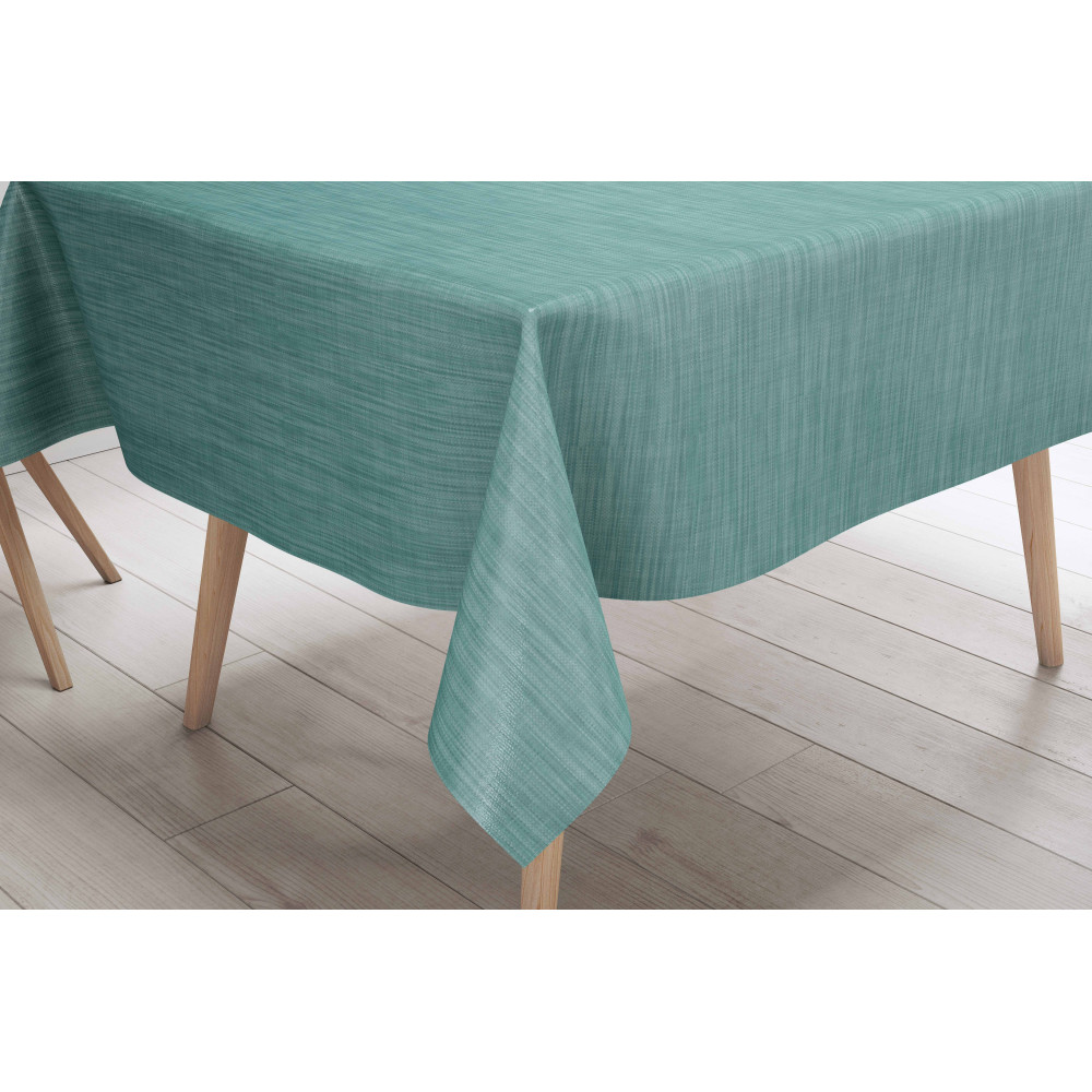 Nappe LIMA Acqua Marina – Vue de face sur la table – Toile cirée plastifiée Nappe LIMA Acqua Marina – Vue de face sur la table – Toile cirée plastifiée