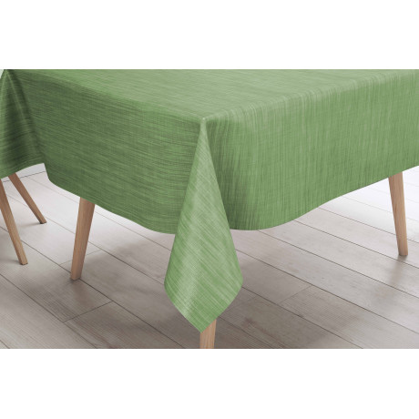 Mantel LIMA Verde Claro – Conjunto de vistas en la cocina – Hule efecto lino