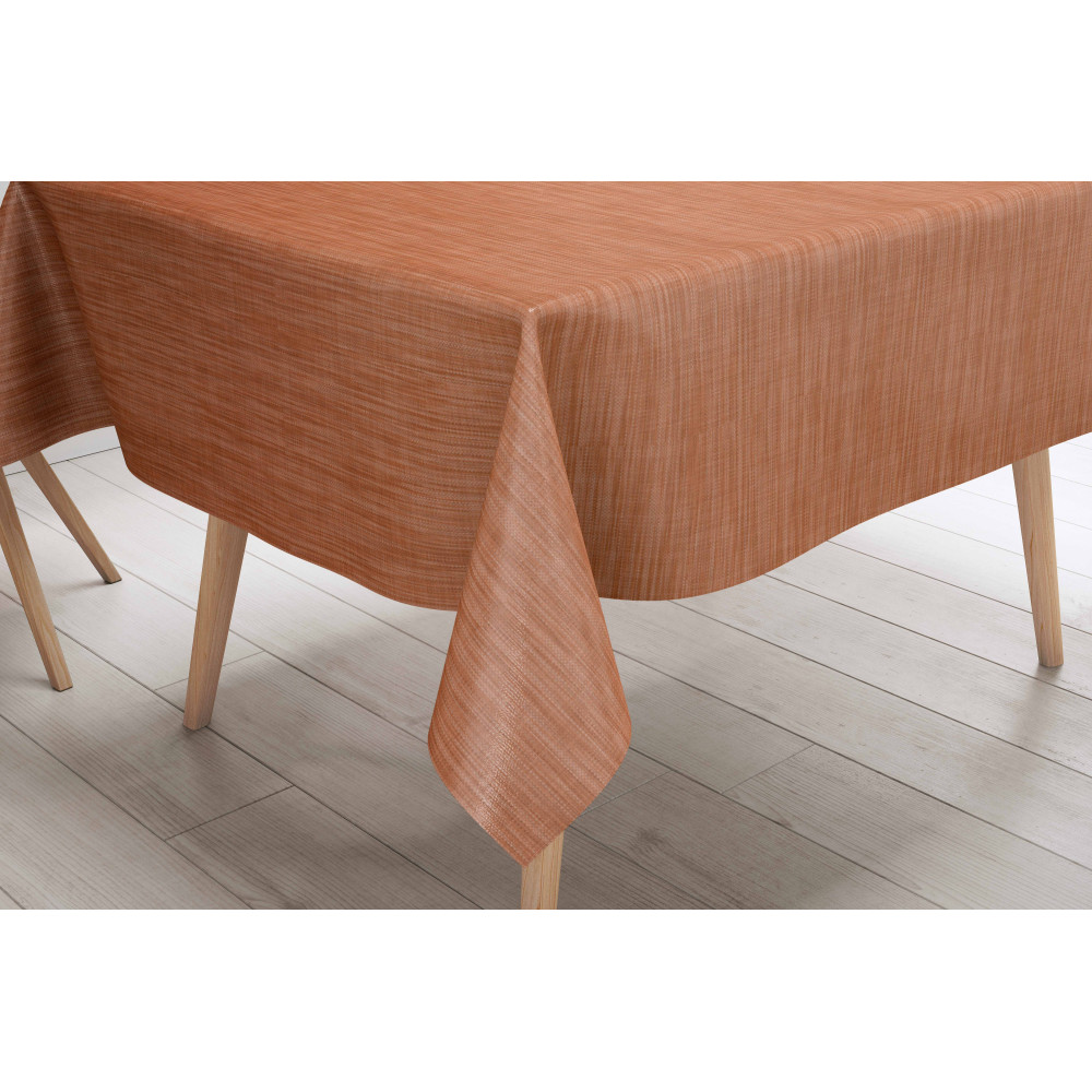 Nappe LIMA Orange – Voir set dans la cuisine – Toile cirée effet lin Nappe LIMA Orange – Voir set dans la cuisine – Toile cirée effet lin