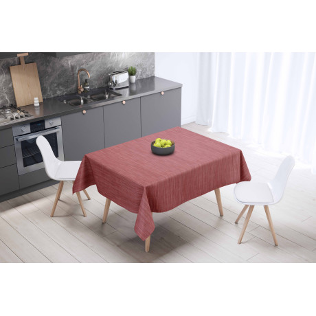 Mantel Rojo LIMA – Juego de vistas en cocina moderna – PVC efecto lino