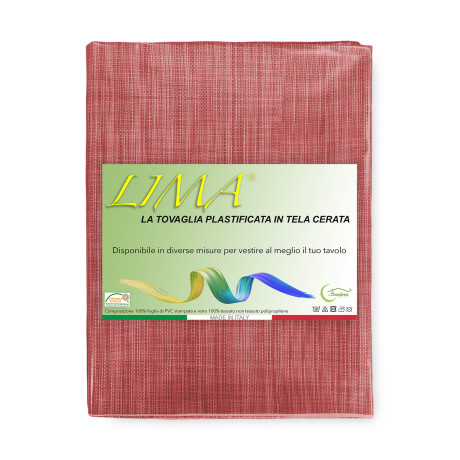 LIMA Red Tablecloth – View set in modern kitchen – PVC linen effect