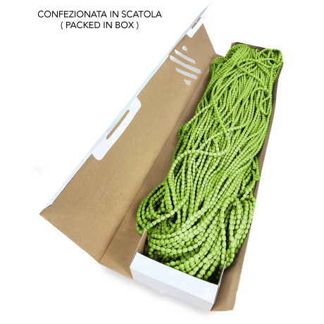 Mariel curtain with green beads gathered in the center, elegant and decorative