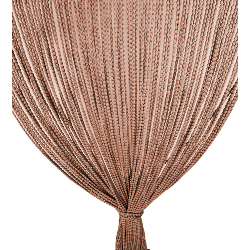 Brown Mariel curtain gathered in the center, decorative front view Brown Mariel curtain gathered in the center, decorative front view