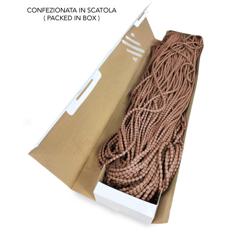 Brown tent packed in a box, ready for assembly
