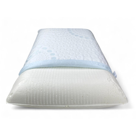 Vista frontal de la almohada FREDDO+ Memory Foam Ice-Touch con funda de enfriamiento