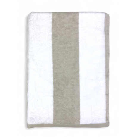 Toalla de playa Forte dei Marmi jacquard con rayas beige gris tórtola 90x165 cm en rizo de algodón