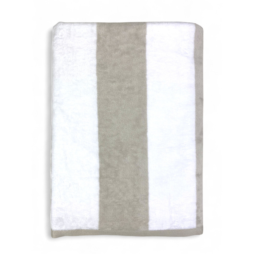 Forte dei Marmi jacquard beach towel with dove grey beige stripes 90x165 cm in terry cotton Forte dei Marmi jacquard beach towel with dove grey beige stripes 90x165 cm in terry cotton