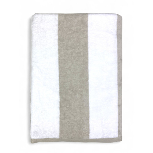 Telo mare jacquard Forte dei Marmi righe beige tortora 90x165 cm in spugna cotone