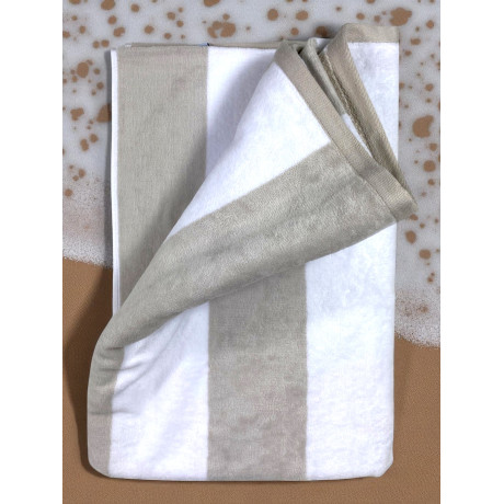Forte dei Marmi serviette de plage en jacquard à rayures beige gris tourterelle 90x165 cm en coton éponge