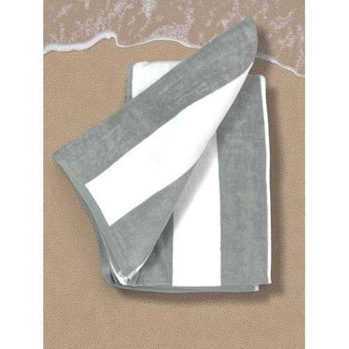 Serviette de plage rayée grise en coton jacquard double face