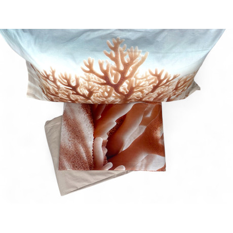 Coral model 2-square double bed sheet set with turn-up flounce and digital print