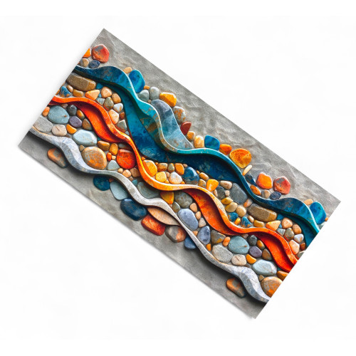 Tapis de cuisine antidérapant Runner - Motif Sassi Mare - Dos PVC - Fabriqué en Italie