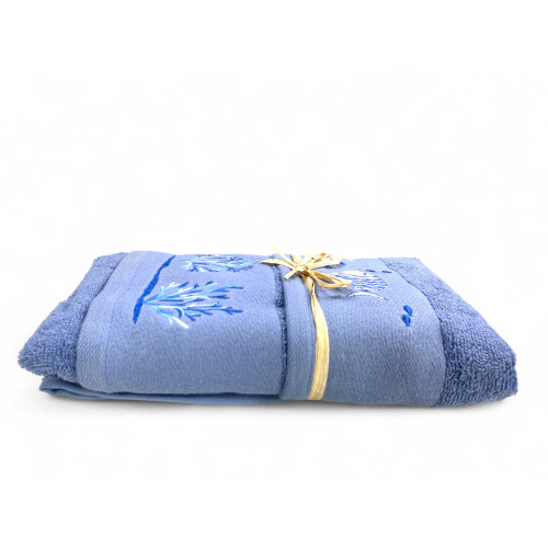 Set bagno nautico blu con pesci e coralli - tessuto assorbente