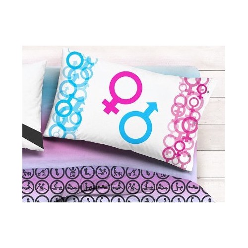 Set copripiumino Kamasutra - Design originale con simboli uomo/donna double face