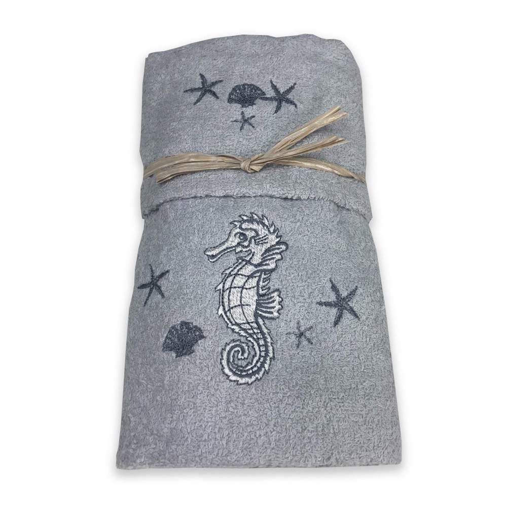 SEAHORSE BEACH TOWEL SET GREY SEAHORSE BEACH TOWEL SET GREY