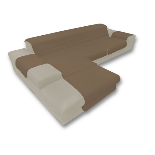 Salvadivano universale per divano a penisola stampato in tinta unita  tortora Misura Seduta cm. 190