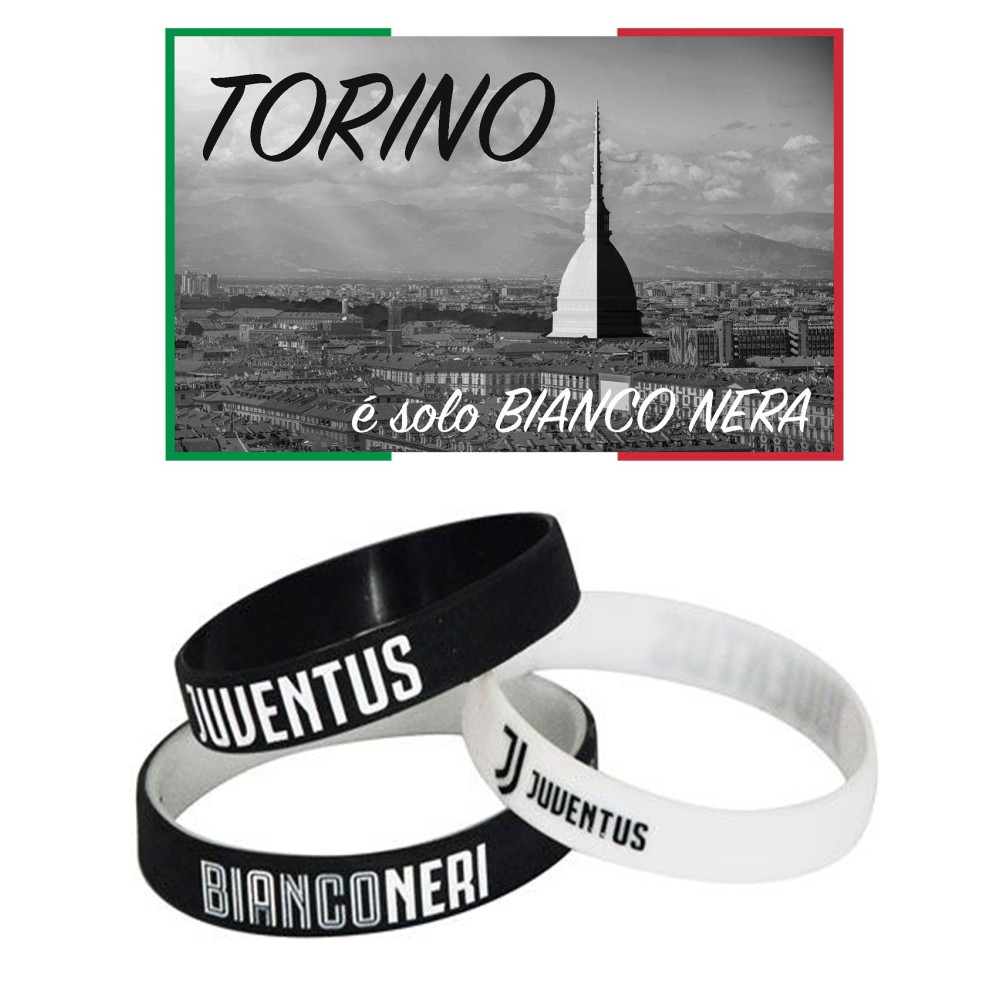 SET DE 3 PULSERAS PARA NIÑOS NIÑO OFICIAL JUVENTUS NIÑO y postal TORINO È SOLO SET DE 3 PULSERAS PARA NIÑOS NIÑO OFICIAL JUVENTUS NIÑO y postal TORINO È SOLO