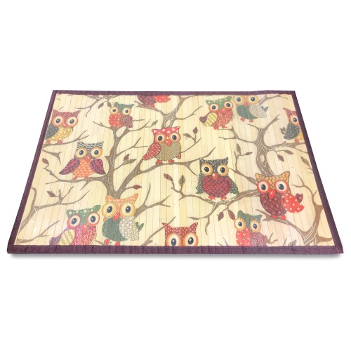 ALFOMBRA DE MADERA DE BAMBÚ CM. 50X80 BÚHO BÚHOS