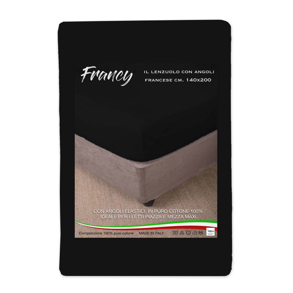 FITTED SHEET FRANCY BLACK FRENCH 1 AND A HALF LARGE MAXI FITTED SHEET FRANCY BLACK FRENCH 1 AND A HALF LARGE MAXI