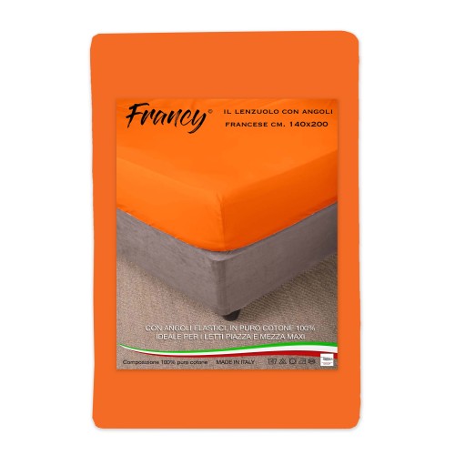 FITTED SHEET FRANCY FRENCH ORANGE 1 AND A HALF LARGE MAXI