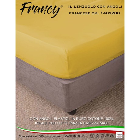 FRENCH YELLOW OCHRE FRENCH FITTED SHEET 1 AND A HALF LARGE MAXI