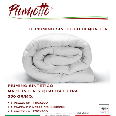 PIUMINO SINTETICO PIUMOTTO INVERNALE MADE IN ITALY QUALITÀ EXTRA 350 GR/MQ.