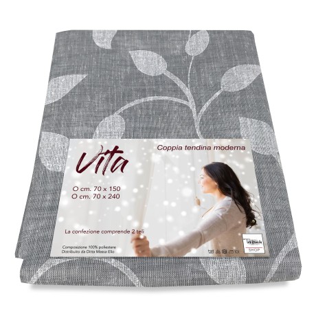 PAIR OF ADJUSTABLE CURTAIN GLASS WAIST GREY