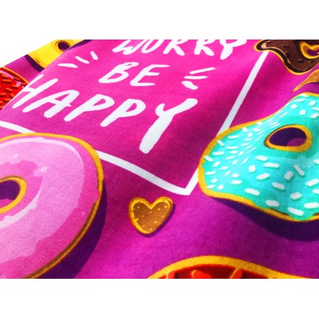 FOTO TOALLA DE PLAYA EN ESPONJA TAMAÑO GRANDE CM.80x160 DONUTS ROSA e imán sacacorchos ITALIA GRATIS