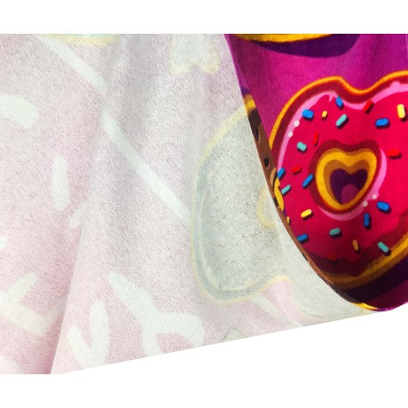 FOTO TOALLA DE PLAYA EN ESPONJA TAMAÑO GRANDE CM.80x160 DONUTS ROSA e imán sacacorchos ITALIA GRATIS