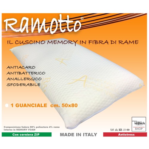 Set di 2 Cuscini Pattern, 100% Made in Italy, Guanciale Viscoelastico con  Fiocco Fibra, Antiacaro e Anallergico, cm 48x78h10,5